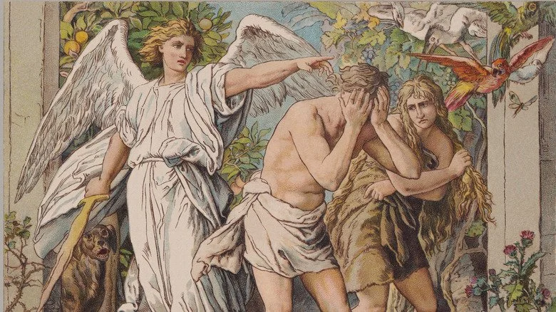 Un ange expulsant Adam et Ève du Jardin d'Éden
