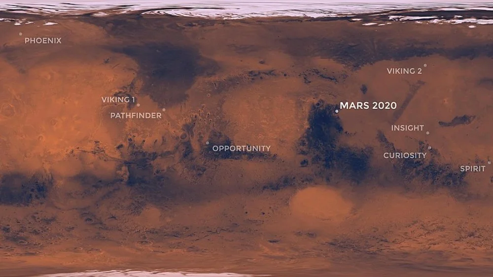 Site d'atterrissage de Mars 2020