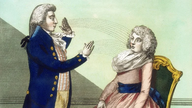 Hypnotiseur pratiquant le mesmerisme sur un patient en 1794