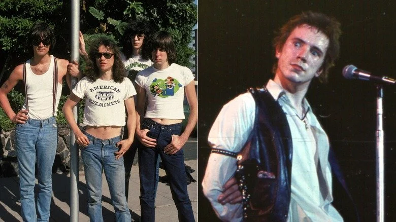 Split image of The Ramones and Johnny Rotten
