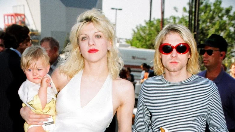 Kurt Cobain, Courtney Love et leur bébé Frances