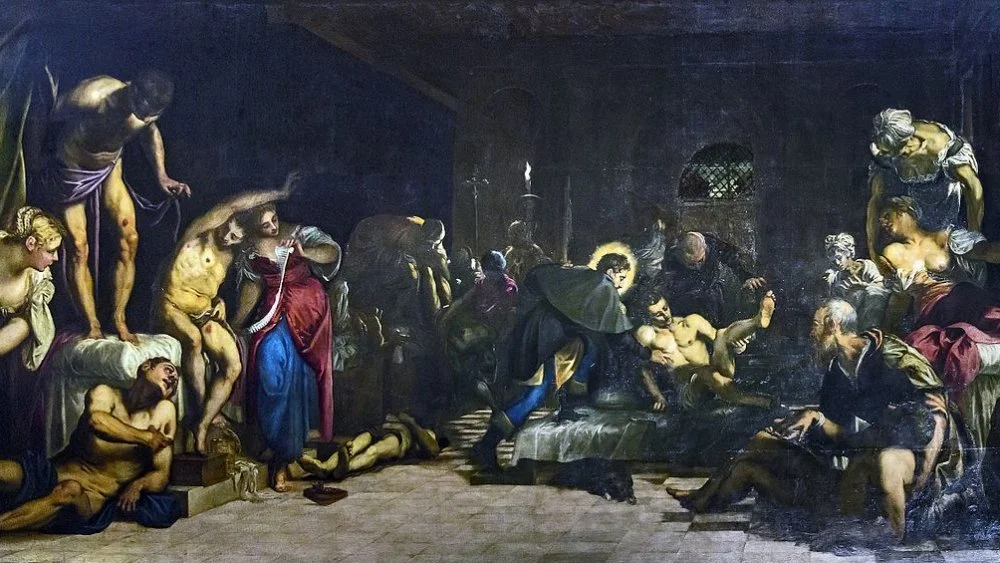 Saint Roch guérissant les pestiférés, tableau de Il Tintoretto