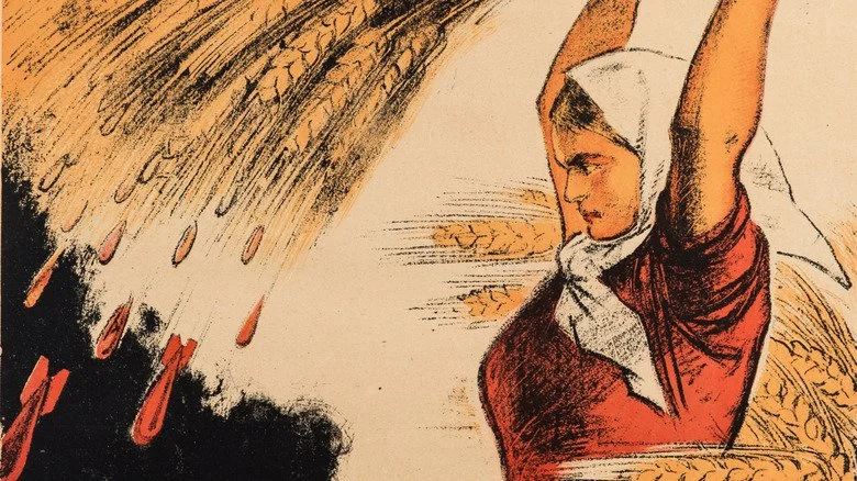 Affiche russe de la Seconde Guerre mondiale sur la récolte de blé