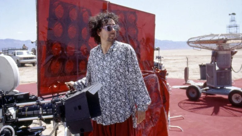 Tim Burton on set of Mars Attacks