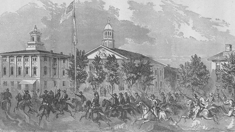 Gravure des confédérés à Chambersburg