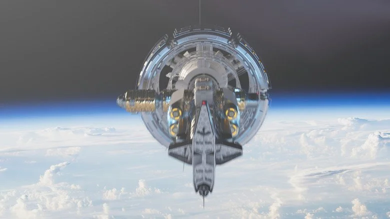 Station spatiale flottant dans l'espace