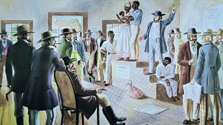 Illustration du 19e siècle d’une vente d’esclaves