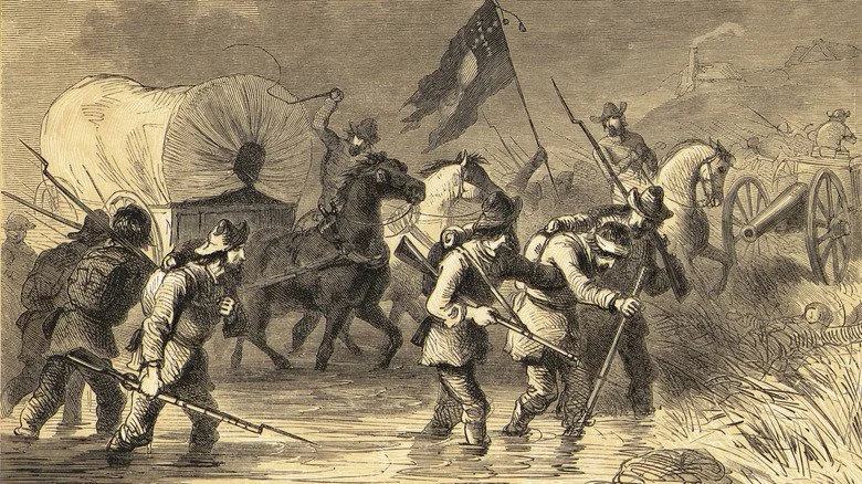 Gravure de la retraite des Confédérés après Gettysburg