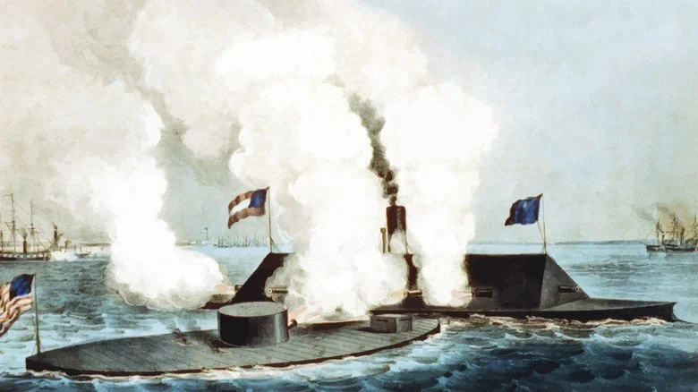 Navires cuirassés s'affrontant pendant la guerre de Sécession