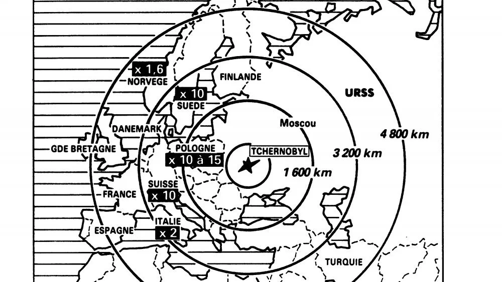 Carte de la zone de Tchernobyl