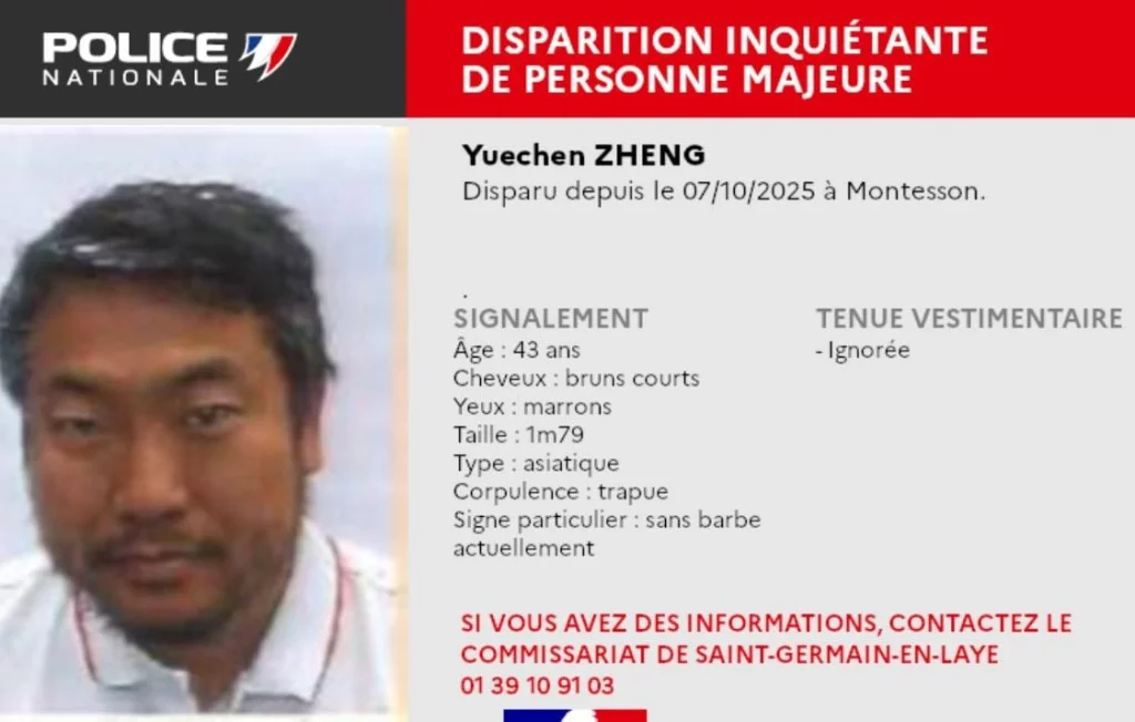 Disparition inquiétante : Yvelines recherche Yuechen Zheng