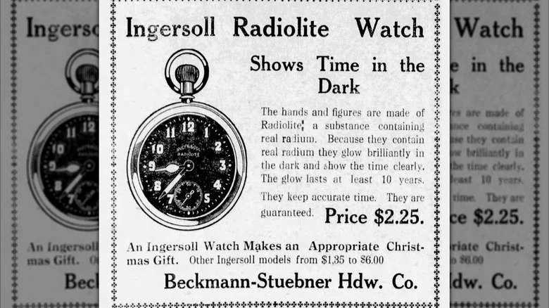 Publicité pour montres illuminées au radium