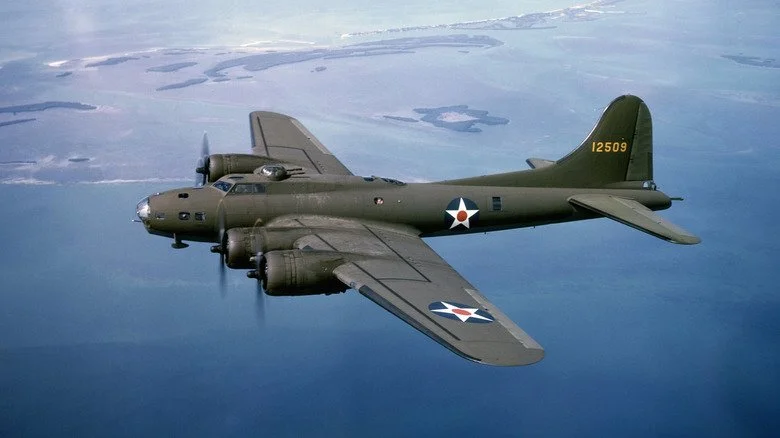 B-17 bomber in air, 1942