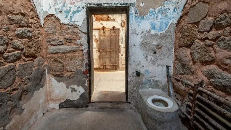 A solitary prison cell at Eastern State Penitentiary