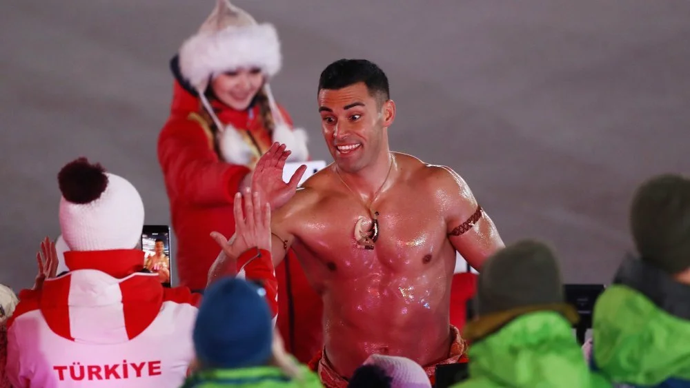 Pita Taufatofua lors des Jeux d'hiver 2018