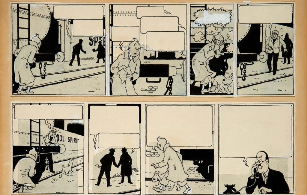 Tintin: Planche originale d’Hergé non vendue lors d’une enchère