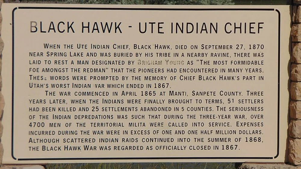 Black Hawk War sign, Mormons