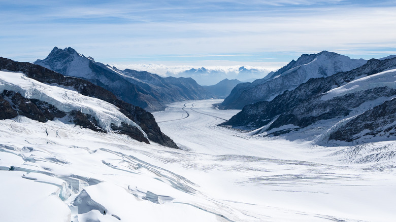 Glaciers de montagne enneigés