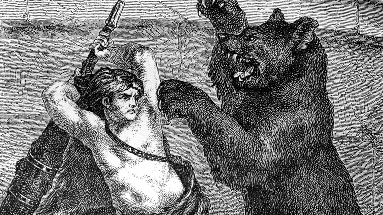 Illustration de Commode combattant un ours