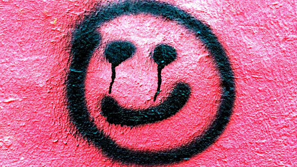 Spray painted smiley face