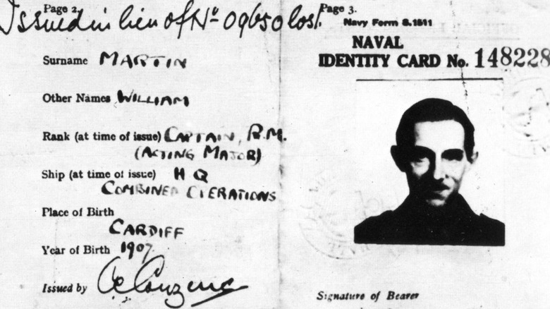 Fausse carte d'identité du major William Martin, faisant partie de l'opération Mincemeat