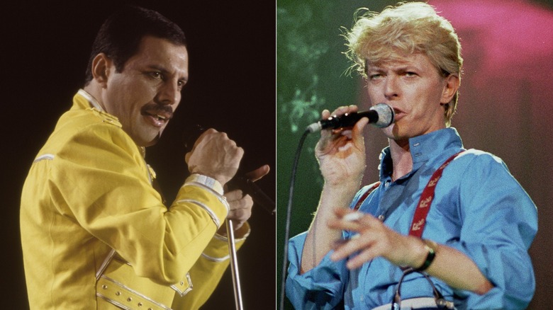 Image divisée de Freddie Mercury et David Bowie