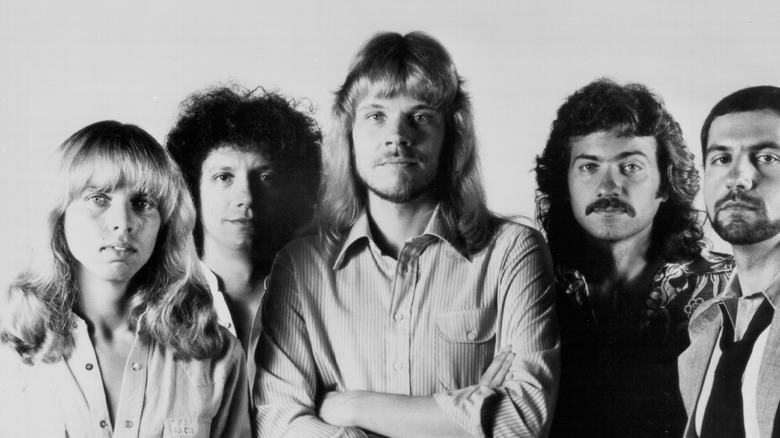 Portrait en noir et blanc de Styx, vers 1977