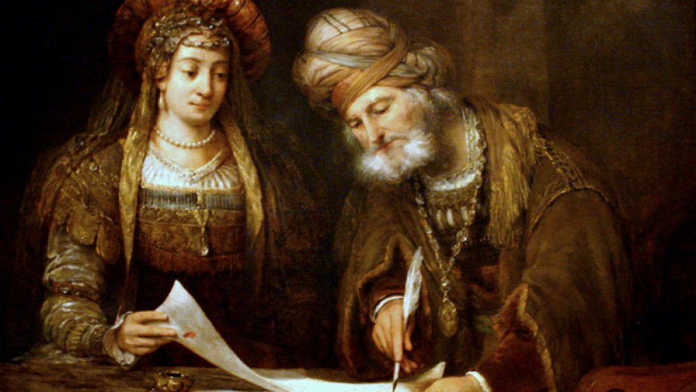 Peinture d'Esther et Mardochée