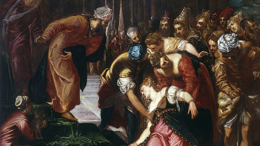 Peinture de la reine Esther s'évanouissant à la cour du roi Xerxès Ier