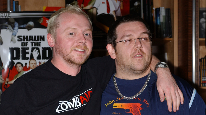 Simon Pegg et Nick Frost lors d'un événement promotionnel pour Shaun of the Dead