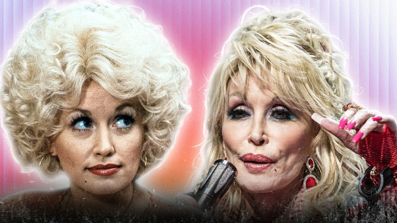 Photos côte à côte de la jeune Dolly Parton et de Dolly Parton plus âgée