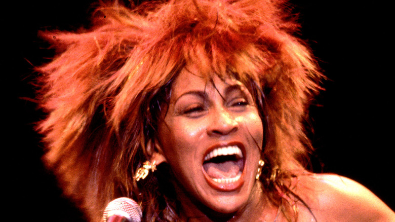 Tina Turner souriante en chantant