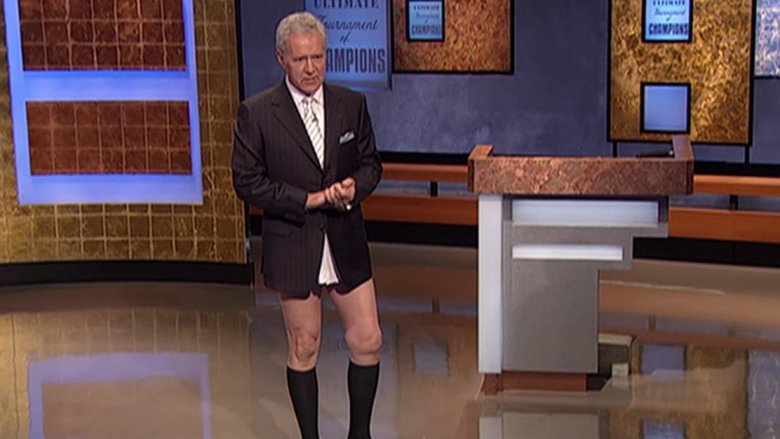Alex Trebek sans pantalon sur le plateau de Jeopardy!