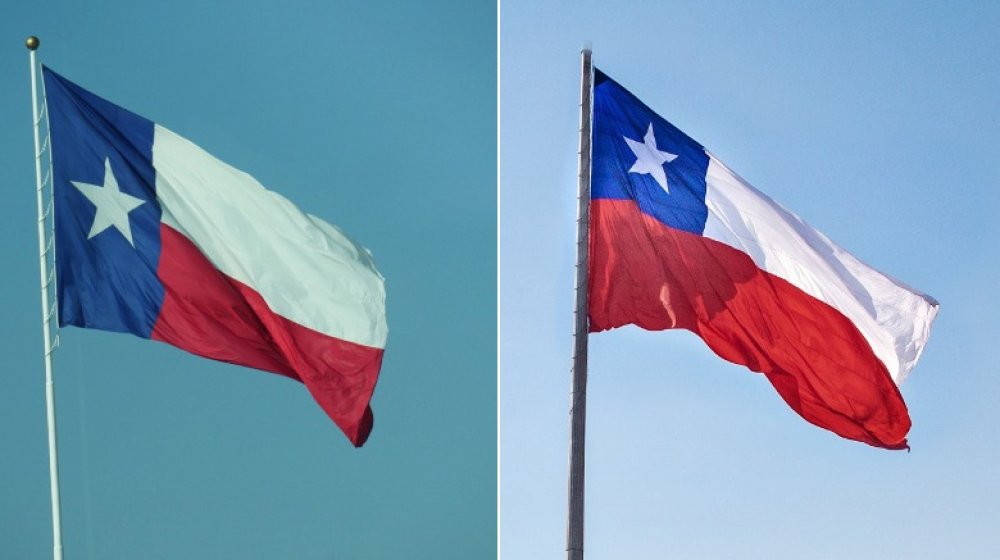 Texas state flag and Chilean national flag
