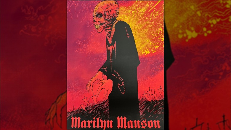Affiche Marilyn Manson avec un prêtre squelette