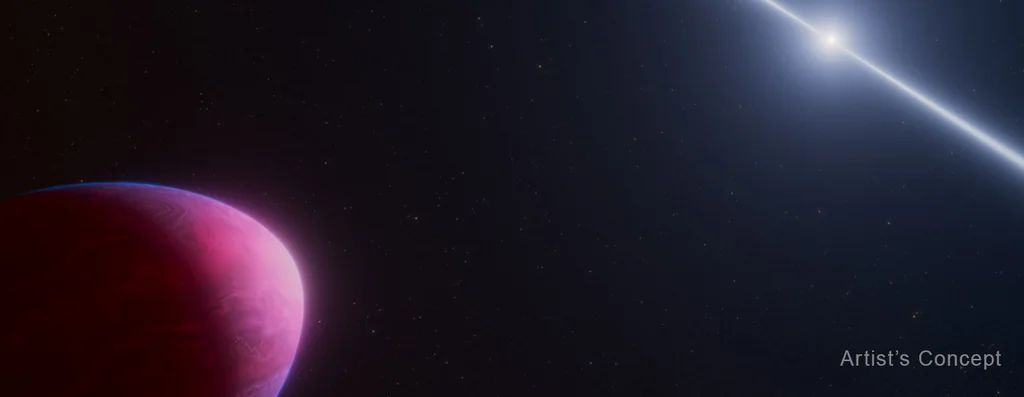 Illustration artistique de PSR J2322-2650b, exoplanète déformée par la gravité d’un pulsar