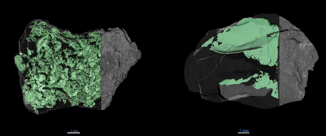 Vue comparative de la surface de Bennu et d'échantillons ramenés par OSIRIS-REx