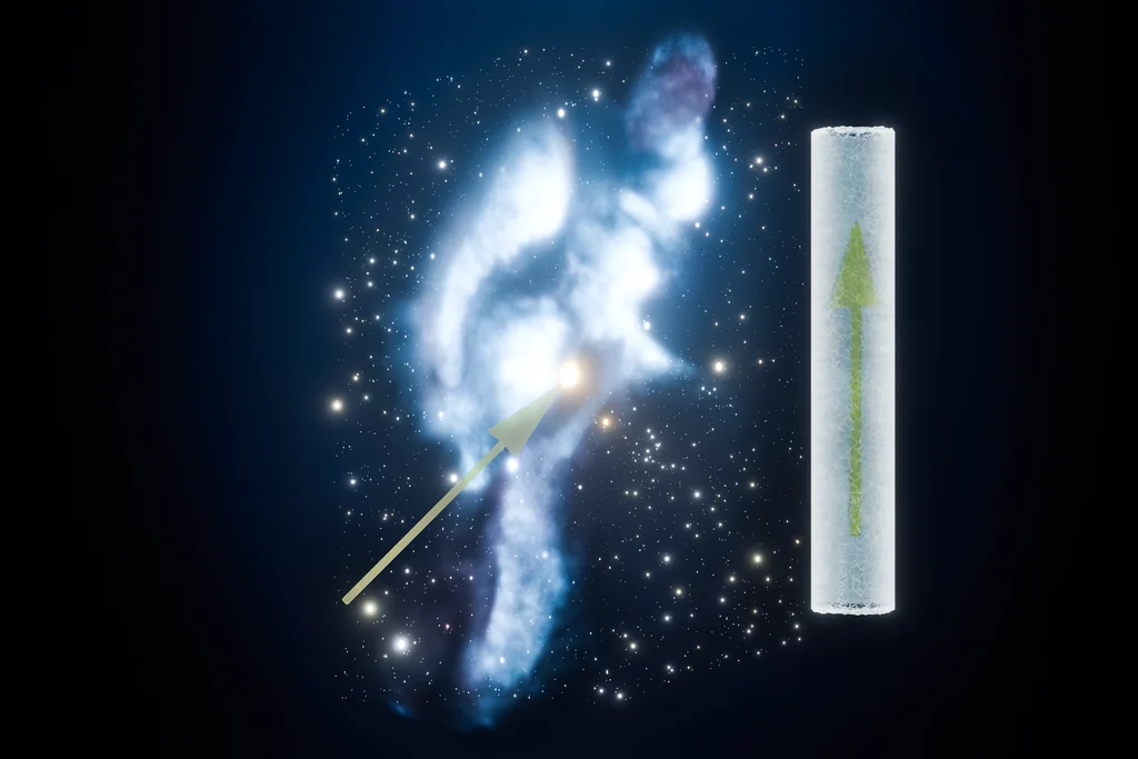 Schéma du passage du Système solaire dans le Nuage interstellaire local avec dépôt de fer 60 dans la glace antarctique