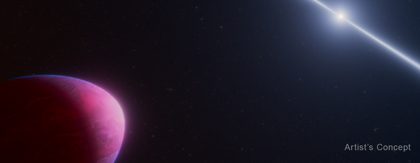 Illustration artistique de PSR J2322-2650b, exoplanète déformée par la gravité d’un pulsar