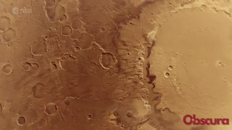Mars Express : le cratère Schiaparelli, entre rendu 3D et vieux mirage martien